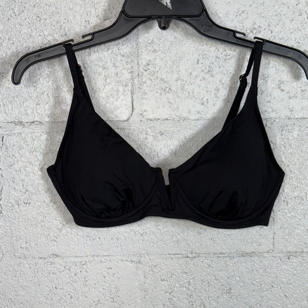Anne Cole Women's V-Wire Elongated Underwire Bikini Top black, 36C-38B